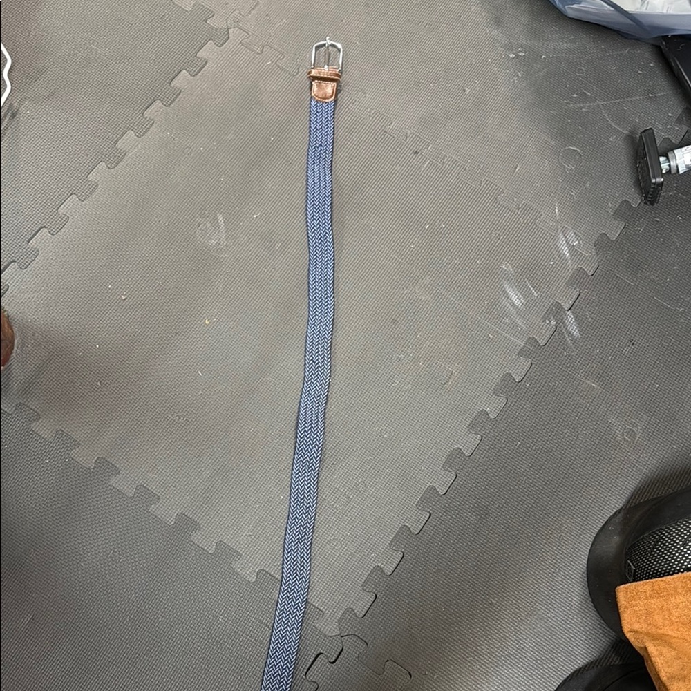 Blue Woven Belt with Silver Buckle